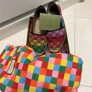 Gucci Rainbow GG Canvas Slip-Ons Espadrille Sneakers